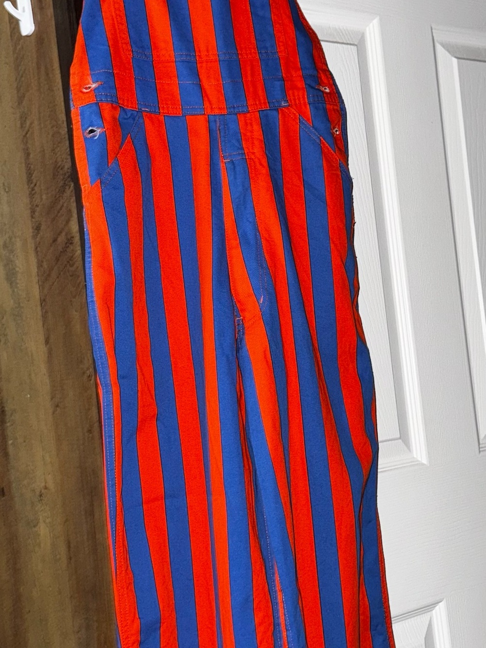 Women’s Orange and Blue Striped Overalls - Game Bibs